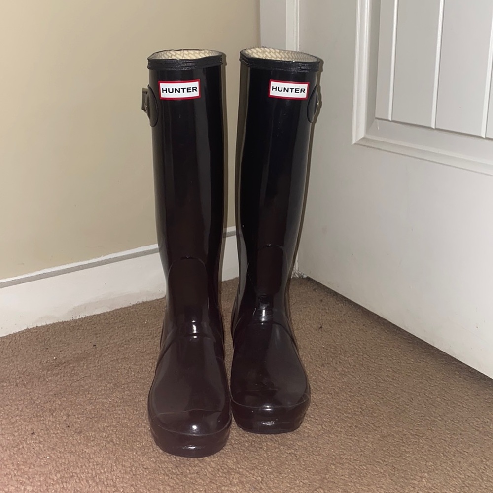 tall black hunter rain boots